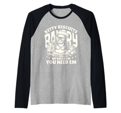 Kitty Biscuits Bakery Lustiger Katzenliebhaber für Herren, Damen und Kinder Raglan von Cat Bakery Tees
