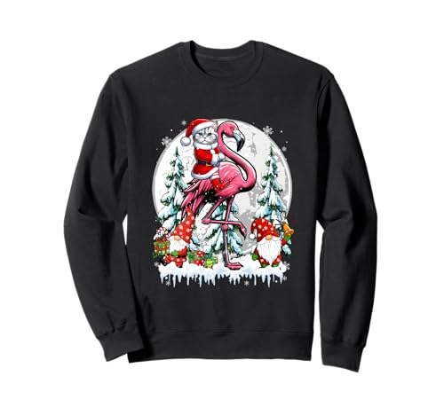 Weihnachtsmann Katze reitet Flamigo Zwerge Weihnachtsbäume Familie Kinder Sweatshirt Weihnachtsmann Katze reitet Flamigo Zwerge Weihnachtsbäume Familie Kinder Sweatshirt von Cat Christmas Costume