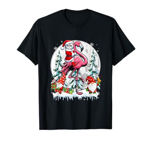 Weihnachtsmann Katze reitet Flamigo Zwerge Weihnachtsbäume Familie Kinder T-Shirt Weihnachtsmann Katze reitet Flamigo Zwerge Weihnachtsbäume Familie Kinder T-Shirt von Cat Christmas Costume