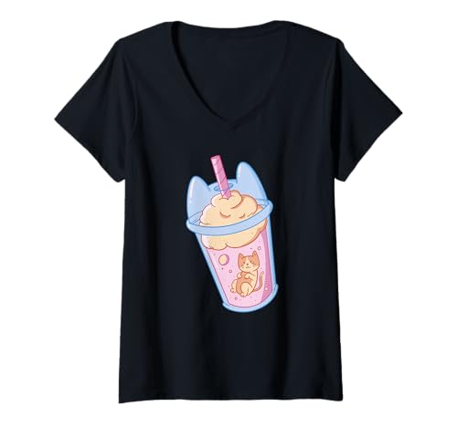 Damen Cat Coffee - Lustige Katze T-Shirt mit V-Ausschnitt Damen Cat Coffee - Lustige Katze T-Shirt mit V-Ausschnitt von Cat Coffee