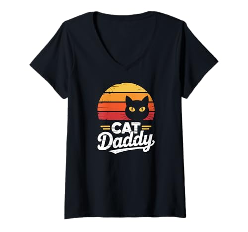 Damen Cat Daddy T-Shirt mit V-Ausschnitt Damen Cat Daddy T-Shirt mit V-Ausschnitt von Cat Daddy Cat Daddy Cat Cuddles Spoiling Cats Dad