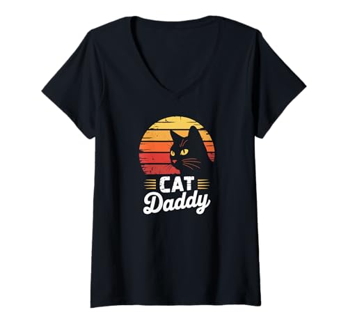 Damen Cat Daddy T-Shirt mit V-Ausschnitt von Cat Daddy Cat Daddy Cat Cuddles Spoiling Cats Dad