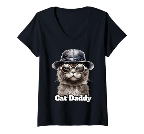 Damen Lustige, Coole gekleidete Katze, Papa, Kätzchenliebhaber, Humor-Grafik T-Shirt mit V-Ausschnitt Damen Lustige, Coole gekleidete Katze, Papa, Kätzchenliebhaber, Humor-Grafik T-Shirt mit V-Ausschnitt von Cat Daddy Lover Duron B