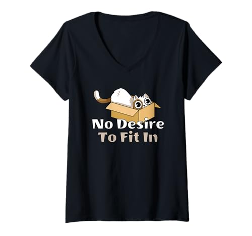 Damen Keine Lust, in eine lustige Katze in eine Box zu passen, sarkastische Katze T-Shirt mit V-Ausschnitt Damen Keine Lust, in eine lustige Katze in eine Box zu passen, sarkastische Katze T-Shirt mit V-Ausschnitt von Cat Designs For Cat Lovers