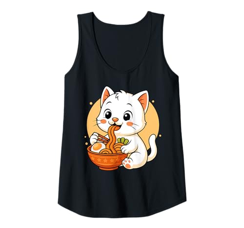 Damen Kawaii Cat Eating Ramen Grafik Japanische Katze Grafik Tank Top Damen Kawaii Cat Eating Ramen Grafik Japanische Katze Grafik Tank Top von Cat Eating Ramen Funny Japanese Kawaii Design