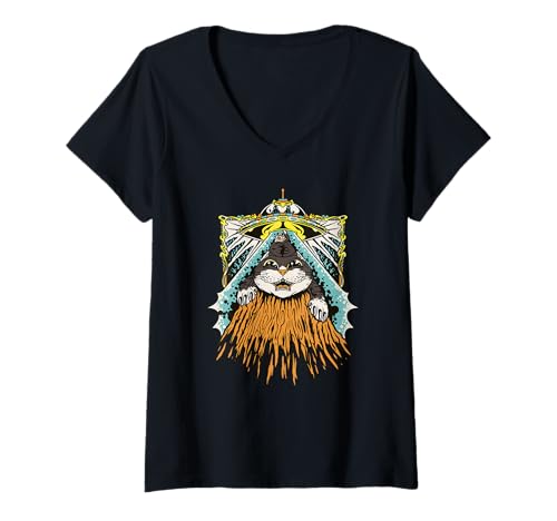Damen Katze Außerirdische Entführung - Lustige Katze T-Shirt mit V-Ausschnitt Damen Katze Außerirdische Entführung - Lustige Katze T-Shirt mit V-Ausschnitt von Cat Extraterrestrial Abduction