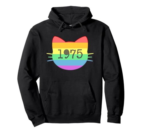 Katze Geboren im Jahr 1975 Geburtstag Katzen-Mama Katze Papa Pullover Hoodie von Cat Funny Retro 1975