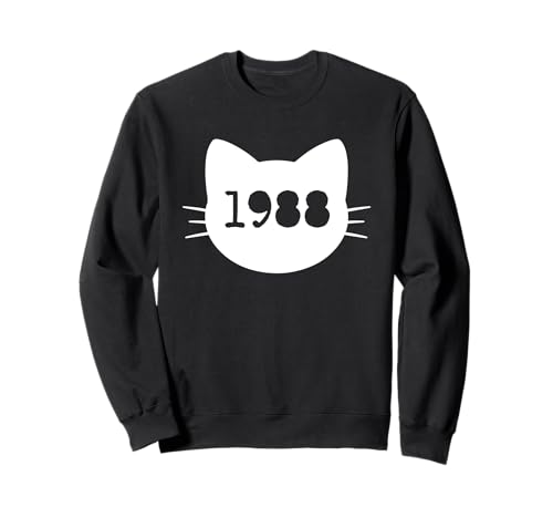 Katze Geboren im Jahr 1988 Geburtstag Katzen-Mama Katze Papa Sweatshirt von Cat Funny Retro 1988