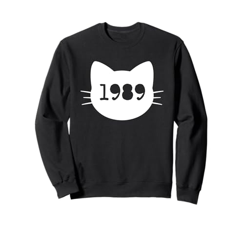 Katze Geboren im Jahr 1989 Geburtstag Katzen-Mama Katze Papa Sweatshirt von Cat Funny Retro 1989