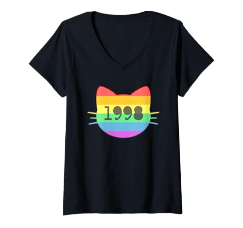 Damen Katze Geboren im Jahr 1998 Geburtstag Katzen-Mama Katze Papa T-Shirt mit V-Ausschnitt Damen Katze Geboren im Jahr 1998 Geburtstag Katzen-Mama Katze Papa T-Shirt mit V-Ausschnitt von Cat Funny Retro 1998