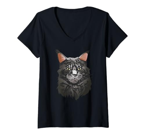Damen Cat Funny - Katze T-Shirt mit V-Ausschnitt Damen Cat Funny - Katze T-Shirt mit V-Ausschnitt von Cat Funny