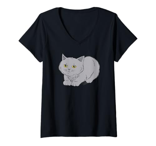 Damen Cat Funny - Katze T-Shirt mit V-Ausschnitt Damen Cat Funny - Katze T-Shirt mit V-Ausschnitt von Cat Funny