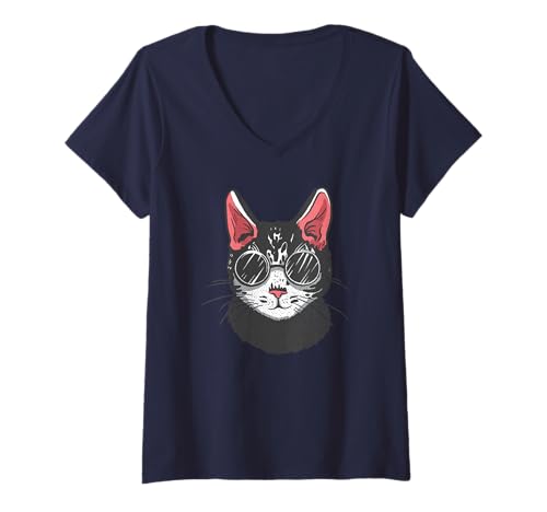 Damen Katze - Lustige Katze T-Shirt mit V-Ausschnitt Damen Katze - Lustige Katze T-Shirt mit V-Ausschnitt von Cat Funny