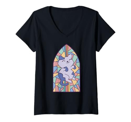 Damen Katze - Lustige Katze T-Shirt mit V-Ausschnitt Damen Katze - Lustige Katze T-Shirt mit V-Ausschnitt von Cat Funny