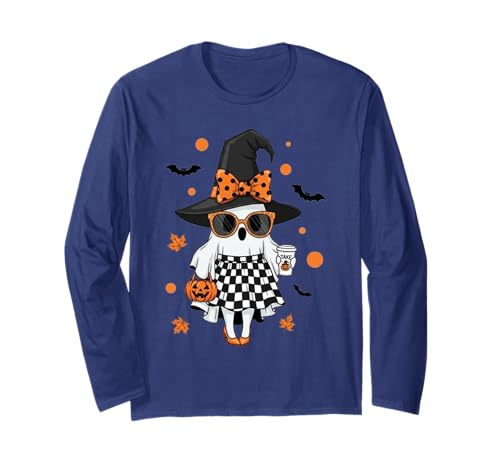 Niedlicher Katzengeist mit Kürbissen, Halloween, Damen, Herren, Kinder Langarmshirt Niedlicher Katzengeist mit Kürbissen, Halloween, Damen, Herren, Kinder Langarmshirt von Cat Ghost Halloween Tshirt Kids Boys Girls