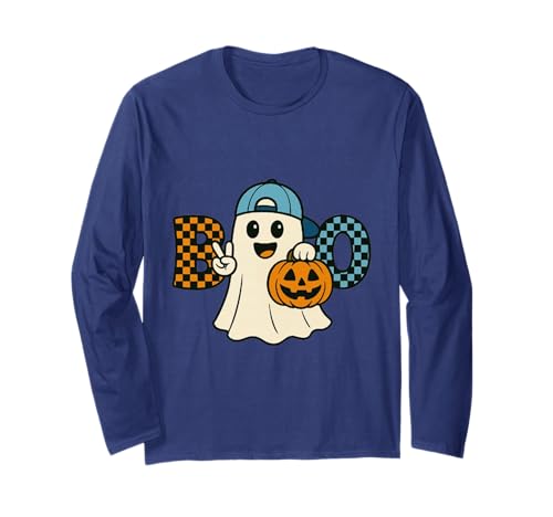 Niedlicher Katzengeist mit Kürbissen, Halloween, Damen, Herren, Kinder Langarmshirt Niedlicher Katzengeist mit Kürbissen, Halloween, Damen, Herren, Kinder Langarmshirt von Cat Ghost Halloween Tshirt Kids Boys Girls