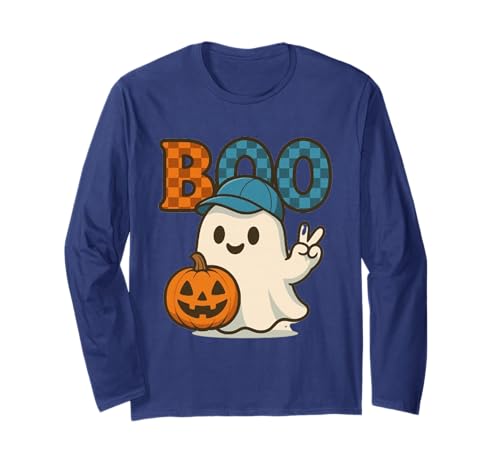 Niedlicher Katzengeist mit Kürbissen, Halloween, Damen, Herren, Kinder Langarmshirt Niedlicher Katzengeist mit Kürbissen, Halloween, Damen, Herren, Kinder Langarmshirt von Cat Ghost Halloween Tshirt Kids Boys Girls