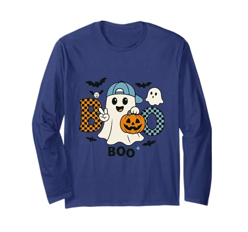 Niedlicher Katzengeist mit Kürbissen, Halloween, Damen, Herren, Kinder Langarmshirt Niedlicher Katzengeist mit Kürbissen, Halloween, Damen, Herren, Kinder Langarmshirt von Cat Ghost Halloween Tshirt Kids Boys Girls