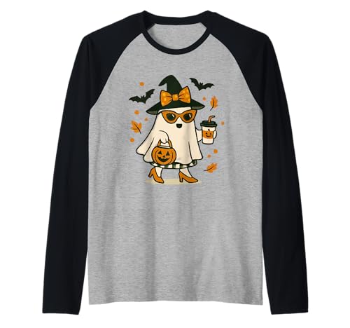 Niedlicher Katzengeist mit Kürbissen, Halloween, Damen, Herren, Kinder Raglan Niedlicher Katzengeist mit Kürbissen, Halloween, Damen, Herren, Kinder Raglan von Cat Ghost Halloween Tshirt Kids Boys Girls
