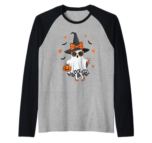 Niedlicher Katzengeist mit Kürbissen, Halloween, Damen, Herren, Kinder Raglan Niedlicher Katzengeist mit Kürbissen, Halloween, Damen, Herren, Kinder Raglan von Cat Ghost Halloween Tshirt Kids Boys Girls