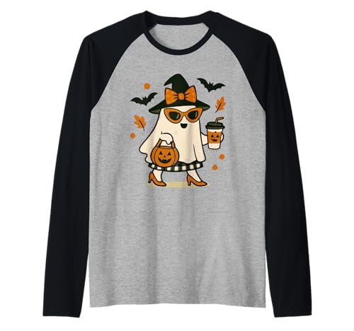 Niedlicher Katzengeist mit Kürbissen, Halloween, Damen, Herren, Kinder Raglan Niedlicher Katzengeist mit Kürbissen, Halloween, Damen, Herren, Kinder Raglan von Cat Ghost Halloween Tshirt Kids Boys Girls