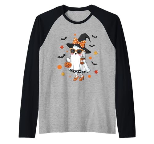 Niedlicher Katzengeist mit Kürbissen, Halloween, Damen, Herren, Kinder Raglan Niedlicher Katzengeist mit Kürbissen, Halloween, Damen, Herren, Kinder Raglan von Cat Ghost Halloween Tshirt Kids Boys Girls