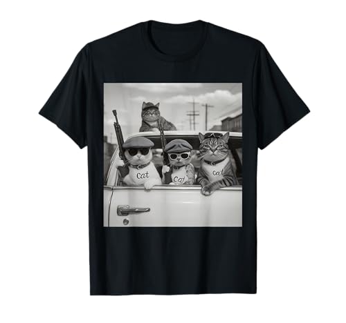 Lustige Katze Krimi Gangster Vintage Foto Meme Katze Papa Katze Mama T-Shirt von Cat Gifts Co.