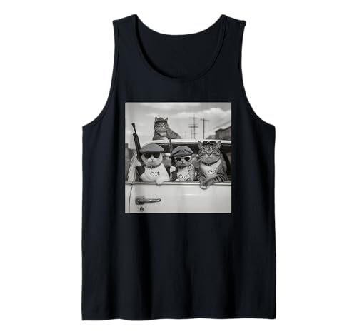 Lustige Katze Krimi Gangster Vintage Foto Meme Katze Papa Katze Mama Tank Top von Cat Gifts Co.