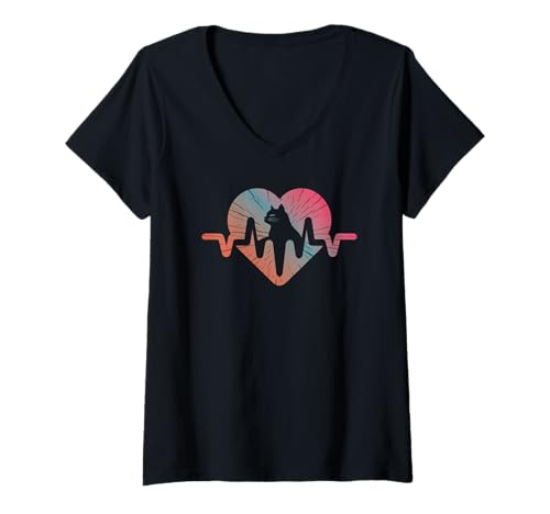 Damen Cat Heartbeat - Lustige Katze T-Shirt mit V-Ausschnitt Damen Cat Heartbeat - Lustige Katze T-Shirt mit V-Ausschnitt von Cat Heartbeat