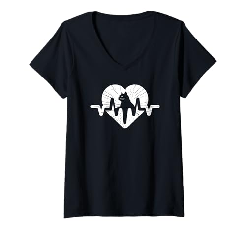 Damen Cat Heartbeat - Lustige Katze T-Shirt mit V-Ausschnitt Damen Cat Heartbeat - Lustige Katze T-Shirt mit V-Ausschnitt von Cat Heartbeat