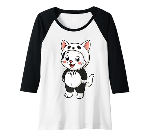 Damen Kawaii-Katze im Panda-Kostüm für Mädchen, Kinder, Katzenliebhaber Raglan Damen Kawaii-Katze im Panda-Kostüm für Mädchen, Kinder, Katzenliebhaber Raglan von Cat In Panda Costume Kawaii Design