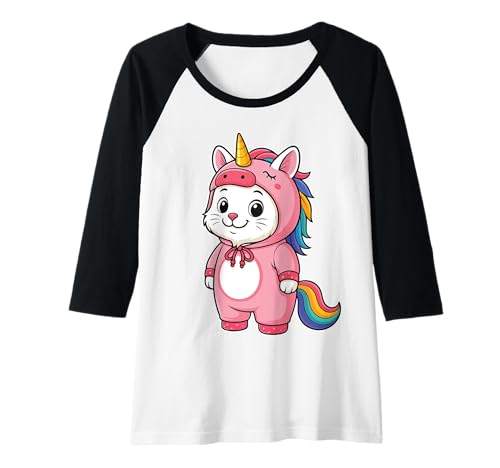 Damen Kawaii-Katze im Einhorn-Kostüm für Mädchen, Kinder, Einhorn-Liebhaber Raglan Damen Kawaii-Katze im Einhorn-Kostüm für Mädchen, Kinder, Einhorn-Liebhaber Raglan von Cat In Unicorn Costume Kawaii Design