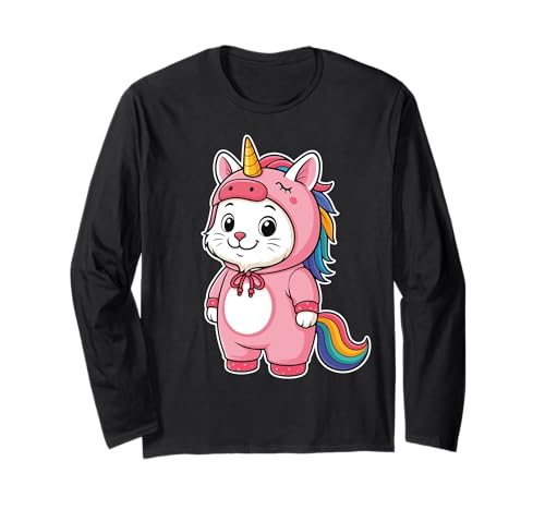 Kawaii-Katze im Einhorn-Kostüm für Mädchen, Kinder, Einhorn-Liebhaber Langarmshirt Kawaii-Katze im Einhorn-Kostüm für Mädchen, Kinder, Einhorn-Liebhaber Langarmshirt von Cat In Unicorn Costume Kawaii Design