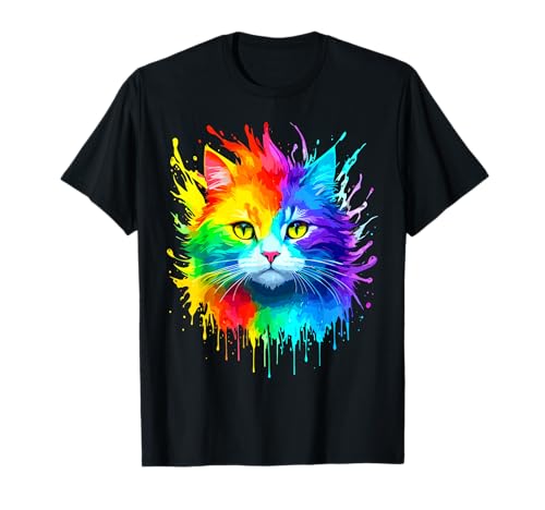 Regenbogen-Katze, Damen, Mädchen, Kitty, Aquarell, niedliche bunte Katze T-Shirt Regenbogen-Katze, Damen, Mädchen, Kitty, Aquarell, niedliche bunte Katze T-Shirt von Cat Kitten Lovers Apparel Tie-Dye Rainbow Cat Tee