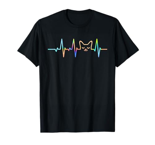 Heartbeat Katzenliebhaber Tier Silhouette Niedliche Katze für Frauen T-Shirt von Cat Lover Animal Silhouette for Cat Enthusiasts