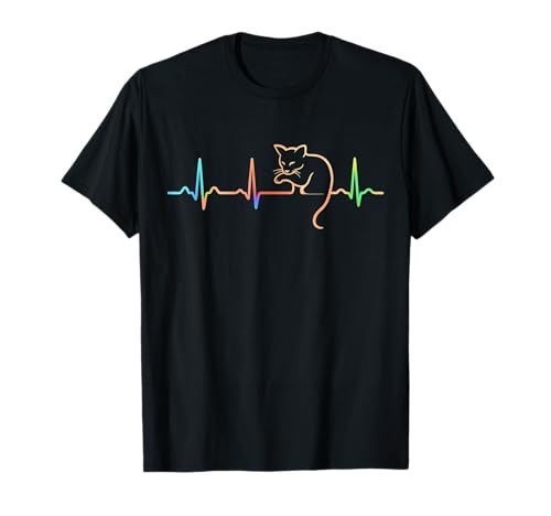 Herzschlag Katzenliebhaber Tier-Silhouette niedliche Katze für Frauen T-Shirt von Cat Lover Animal Silhouette for Cat Enthusiasts