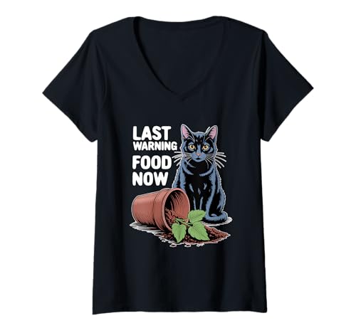 Damen Letzte Warnung Food Now Cats Lover Plant Kitten Lustige Katze T-Shirt mit V-Ausschnitt Damen Letzte Warnung Food Now Cats Lover Plant Kitten Lustige Katze T-Shirt mit V-Ausschnitt von Cat Lover Designs For Women & Men