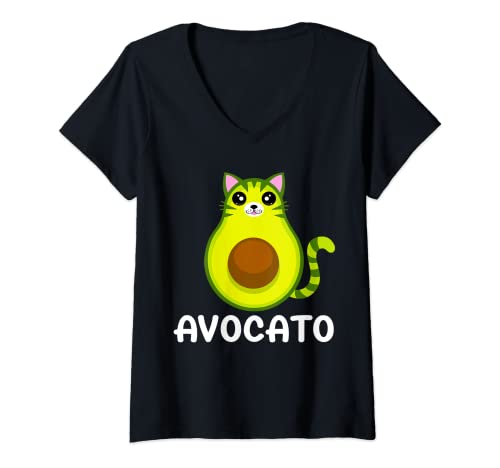 Damen Avogato Avocado Avocato Lustiger Katzenliebhaber, Katze, Vater, Katzenmutter T-Shirt mit V-Ausschnitt Damen Avogato Avocado Avocato Lustiger Katzenliebhaber, Katze, Vater, Katzenmutter T-Shirt mit V-Ausschnitt von Cat Lover Gift Store Co