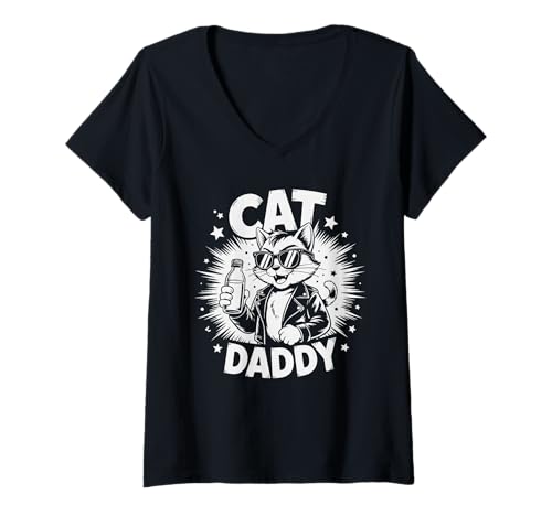 Damen Cat Daddy Vintage Style Retro Design T-Shirt mit V-Ausschnitt Damen Cat Daddy Vintage Style Retro Design T-Shirt mit V-Ausschnitt von Cat Lovers CO.