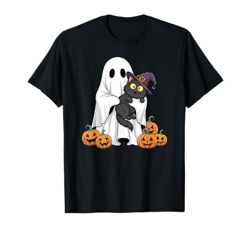 Lustiger Geist Kürbis Katze Halloween Kinder Herren Damen T-Shirt Lustiger Geist Kürbis Katze Halloween Kinder Herren Damen T-Shirt von Cat Lovers Cute Halloween Outfits for Boy Girl