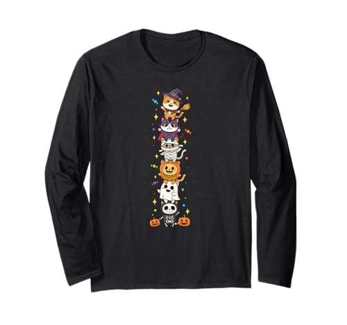 Lustige Katze Hexe Vampir Geist Halloween Kinder Herren Damen Langarmshirt Lustige Katze Hexe Vampir Geist Halloween Kinder Herren Damen Langarmshirt von Cat Lovers Halloween Skeleton Mummy Outfits