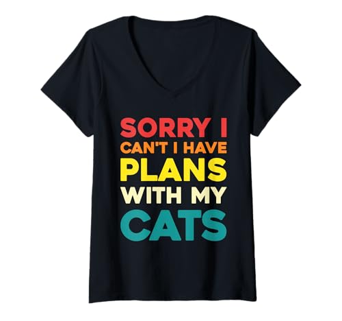 Damen Entschuldigung, ich kann Keine Pläne mit Meinen Katzen haben T-Shirt mit V-Ausschnitt Damen Entschuldigung, ich kann Keine Pläne mit Meinen Katzen haben T-Shirt mit V-Ausschnitt von Cat Lovers Humor Feline Enthusiasts