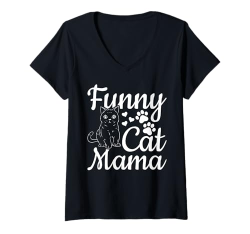 Damen Katze Mama Lustige Katze Mama Niedlich Katzenliebhaber I Lustige Katze Mama T-Shirt mit V-Ausschnitt Damen Katze Mama Lustige Katze Mama Niedlich Katzenliebhaber I Lustige Katze Mama T-Shirt mit V-Ausschnitt von Cat Mama Apparel
