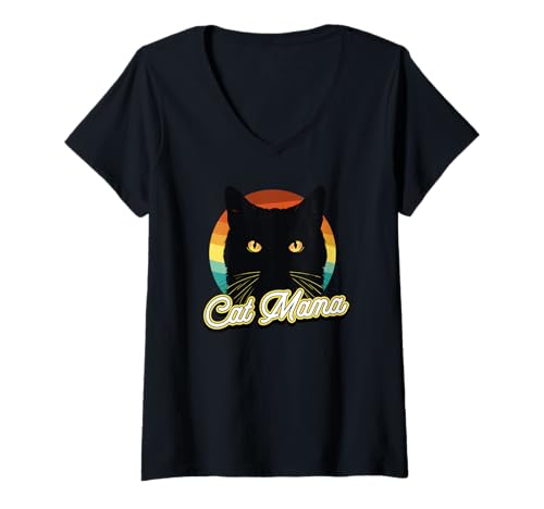 Damen Cat Mama - Lustige Katze T-Shirt mit V-Ausschnitt von Cat Mama
