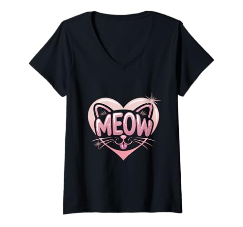 Damen Lustiges Meow My Meow Kitty Kitten I Love My Cat Cats Meow Meme T-Shirt mit V-Ausschnitt Damen Lustiges Meow My Meow Kitty Kitten I Love My Cat Cats Meow Meme T-Shirt mit V-Ausschnitt von Cat Meow My Meow Tee You Are My Meow Meow Shirt