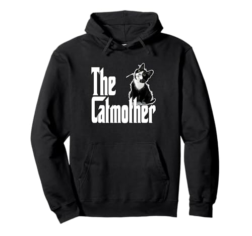 Lustige Katze Catmother Schwarz und Weiß Katze Mutter Kitty Mama Pullover Hoodie von Cat Mom The Catmother Crazy Cat Mother Kitty Mommy