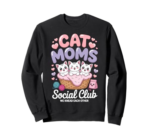 Cat Moms Social Club Kawaii Cat Mama Lustiger Kitty-Besitzer Sweatshirt von Cat Moms Social Club Kawaii Cat Gifts for Cat Moms