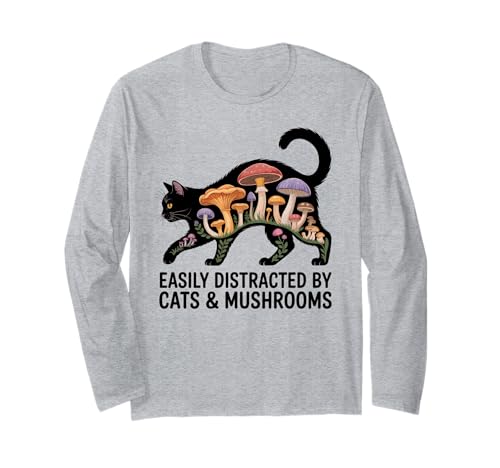 Süße Schwarze Katze Kunst Männer Pilz Stuff Ramen Katze Pilz Katze Langarmshirt von Cat Mushroom Costume Women Black Cat Painting
