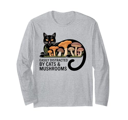 Süße Schwarze Katze Kunst Männer Pilz Stuff Ramen Katze Pilz Katze Langarmshirt von Cat Mushroom Costume Women Black Cat Painting