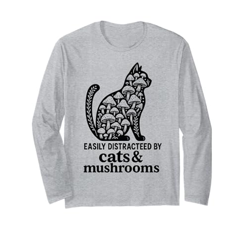 Süße Schwarze Katze Kunst Männer Pilz Stuff Ramen Katze Pilz Katze Langarmshirt von Cat Mushroom Costume Women Black Cat Painting
